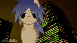Size: 1920x1078 | Tagged: safe, artist:zeffdakilla, earth pony, pony, 2-d, animated, black sclera, bliss xp, blue mane, city, cityscape, crossover, flash, flash animation, front view, frown, gorillaz, happy, looking at you, microsoft windows, music, music video, road, side view, singing, smiling, smiling at you, solo, sound, street, tomorrow comes today, webm