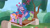 Size: 3072x1727 | Tagged: safe, screencap, dazey puzzle, izzy moonbow, skysport, pegasus, pony, unicorn, g5, my little pony: tell your tale, secret ad-mare-er, spoiler:g5, spoiler:my little pony: tell your tale, spoiler:tyts01e44, bench, colt, eyes closed, female, filly, foal, indonesian, male, mare, open mouth, open smile, smiling, subtitles, trio