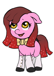 Size: 640x896 | Tagged: safe, alternate version, artist:multiverseequine, derpibooru exclusive, oc, oc only, oc:cherry bottom, earth pony, pony, bowtie, clothes, colt, earth pony oc, femboy, foal, full body, gradient mane, looking up, male, pink, pretty, shoes, simple background, socks, solo, starry mane, tail, tail band, transparent background