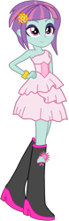 Size: 800x2579 | Tagged: safe, artist:ajosterio, sunny flare, human, equestria girls, g4, bare shoulders, boots, clothes swap, fall formal outfits, high heel boots, rarity's fall formal boots, shoes, simple background, sleeveless, solo, transparent background