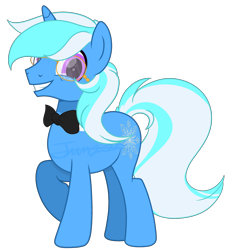 Size: 2810x2916 | Tagged: safe, artist:jewe1z, artist:lavender-bases, oc, oc only, oc:silver froze, pony, unicorn, base used, bowtie, glasses, grin, high res, horn, looking at you, male, purple eyes, raised hoof, round glasses, simple background, smiling, solo, stallion, transparent background, unicorn oc