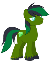 Size: 1437x1844 | Tagged: safe, artist:dragonchaser123, artist:rddh115, oc, oc only, oc:emerald hunter, earth pony, pony, base used, colored eyelashes, colored hooves, colored pupils, earth pony oc, frown, looking down, simple background, solo, standing, teenager, transparent background, unshorn fetlocks