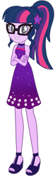 Size: 643x2055 | Tagged: safe, artist:ajosterio, sci-twi, twilight sparkle, human, equestria girls, equestria girls specials, g4, my little pony equestria girls: better together, my little pony equestria girls: spring breakdown, clothes, dress, female, geode of telekinesis, glasses, looking at you, magical geodes, ponytail, shoes, simple background, sleeveless, smiling, smiling at you, solo, spring break, stars, transparent background