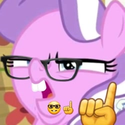 Size: 540x540 | Tagged: safe, edit, edited screencap, screencap, diamond tiara, earth pony, pony, crusaders of the lost mark, g4, my little pony: friendship is magic, emoji, glasses, nerd, teeth