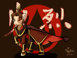 Size: 1024x768 | Tagged: safe, artist:brella, pony, avatar the last airbender, chinese, ponified, solo, zuko