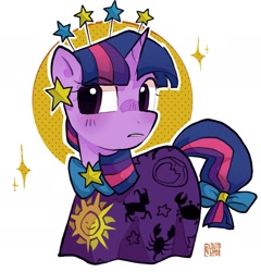 Size: 1917x1996 | Tagged: safe, artist:lound, twilight sparkle, pony, unicorn, g4, suited for success, bow, clothes, constellation dress, cute, dress, gala dress, hair ornament, simple background, solo, sparkles, stars, tail, tail bow, twiabetes, unicorn twilight, white background