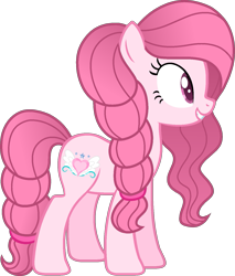 Size: 1251x1467 | Tagged: safe, artist:muhammad yunus, artist:pegasski, oc, oc only, oc:annisa trihapsari, earth pony, pony, g4, base used, cute, earth pony oc, female, grin, gritted teeth, long hair, long mane, long tail, mare, medibang paint, pink body, pink eyes, pink mane, pink tail, ponytail, show accurate, simple background, smiling, solo, tail, teeth, transparent background