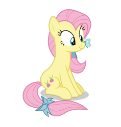 Size: 5352x5634 | Tagged: safe, artist:gypsykumquat, artist:lauren faust, fluttershy, butterfly, earth pony, pony, .svg available, butterfly on nose, concept art, female, inkscape, insect on nose, mare, origins, show accurate, simple background, smiling, solo, transparent background, vector, what could have been