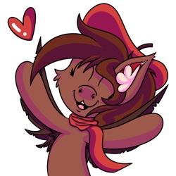 Size: 1024x1024 | Tagged: safe, artist:draconightmarenight, oc, oc only, oc:autumn rosewood, pony, cel shading, ear fluff, happy, heart, hug, monthly reward, shading, simple background, solo, sticker, white background