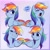 Size: 2252x2258 | Tagged: safe, artist:syrupyyy, rainbow dash, pegasus, pony, g4, cute, dashabetes, dialogue, eye clipping through hair, eyes closed, female, folded wings, gritted teeth, high res, mare, no catchlights, open mouth, purple background, simple background, smiling, solo, speech bubble, talking, teeth, watermark, wings