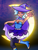 Size: 1536x2048 | Tagged: safe, artist:dumpsterdude, trixie, human, g4, boots, cape, clothes, crescent moon, dress, ear piercing, earring, female, hat, humanized, jewelry, moon, piercing, pose, shoes, sleeveless, sleeveless dress, smiling, solo, tan skin, trixie's cape, trixie's hat