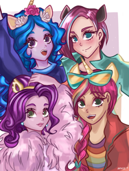 Size: 768x1024 | Tagged: safe, artist:namieart, izzy moonbow, pipp petals, sunny starscout, zipp storm, human, equestria girls, g5, equestria girls-ified, g5 to equestria girls, generation leap