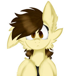 Size: 1054x1041 | Tagged: safe, artist:4agonism, derpibooru exclusive, oc, oc only, oc:a.w.k., earth pony, pony, :<, cheek fluff, cross-eyed, ear fluff, earth pony oc, female, floppy ears, mare, one ear down, simple background, solo, white background