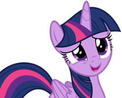 Size: 2781x2250 | Tagged: safe, artist:sketchmcreations, twilight sparkle, alicorn, pony, uprooted, female, head tilt, looking up, mare, open mouth, open smile, simple background, smiling, transparent background, twilight sparkle (alicorn), vector