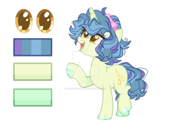 Size: 1031x775 | Tagged: safe, artist:selenavivacity, oc, oc only, oc:classic bullet, pony, unicorn, bow, colored hooves, colored pupils, deviantart watermark, female, hair bow, horn, magic, magic aura, magical lesbian spawn, mare, mascara, messy mane, obtrusive watermark, offspring, parent:bon bon, parent:lyra heartstrings, parents:lyrabon, reference sheet, simple background, solo, transparent background, unicorn oc, watermark
