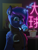 Size: 1500x2000 | Tagged: safe, artist:oldman, princess luna, spike, alicorn, pony, g4, chinese, clothes, cyberpunk, electricity, glowing, glowing horn, horn, jacket, magic, magic aura, neon, soda, solo, telekinesis