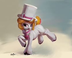 Size: 3529x2848 | Tagged: safe, artist:winpuss, oc, oc only, pony, unicorn, hat, high res, running, solo, top hat, vanille cassis