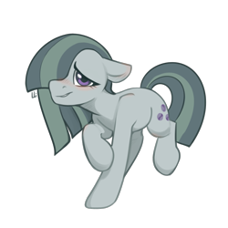 Size: 1300x1300 | Tagged: safe, artist:jewellier, derpibooru exclusive, marble pie, earth pony, pony, blushing, colored, ears back, flat colors, grin, lineart, looking at you, nervous, nervous grin, simple background, smiling, solo, transparent background