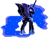 Size: 176x134 | Tagged: safe, artist:botchan-mlp, nightmare moon, alicorn, pony, g4, animated, desktop ponies, pixel art, simple background, solo, sprite, standing, transparent background