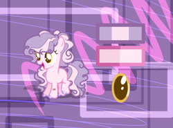 Size: 1040x768 | Tagged: safe, artist:selenavivacity, oc, oc only, oc:chocolate filled pie, earth pony, pony, abstract background, bandaid, blank flank, colored hooves, colored pupils, earth pony oc, female, filly, foal, offspring, parent:cheese sandwich, parent:pinkie pie, parents:cheesepie, reference sheet, shadow, solo