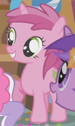 Size: 263x442 | Tagged: safe, screencap, amethyst star, ruby pinch, sparkler, pony, unicorn, call of the cutie, g4, season 1, background pony, cropped, female, filly, foal, raised hoof, solo focus
