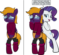 Size: 1920x1774 | Tagged: safe, artist:alexdti, rarity, oc, oc:purple creativity, pony, g4, bipedal, clothes, glasses, simple background, teary eyes, transparent background