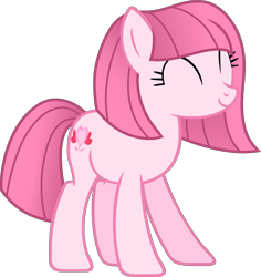 Size: 1341x1423 | Tagged: safe, artist:muhammad yunus, artist:pegasski, oc, oc only, oc:annisa trihapsari, earth pony, pony, g4, cute, earth pony oc, eyes closed, female, hair, haircut, mare, medibang paint, ocbetes, simple background, smiling, solo, transparent background, vector