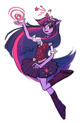 Size: 1258x1920 | Tagged: safe, artist:kittiara, twilight sparkle, human, g4, clothes, colored sketch, crown, eared humanization, horn, horned humanization, humanized, jewelry, regalia, shirt, simple background, sketch, skirt, solo, sweater vest, transparent background