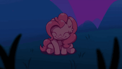 Size: 682x384 | Tagged: safe, artist:candy meow, pinkie pie, earth pony, pony, g4, animated, chest fluff, ear fluff, female, fireworks, gif, mare, night, shaking, smiling, solo, wide smile