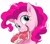Size: 1398x1220 | Tagged: safe, artist:honkinghighblood, pinkie pie, earth pony, pony, g4, bust, cute, food, looking at you, meat, ponies eating meat, simple background, solo, steak, white background