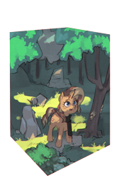 Size: 907x1346 | Tagged: safe, artist:haku nichiya, sunset shimmer, pony, unicorn, g4, clothes, dappled sunlight, forest, scarf, simple background, solo, transparent background