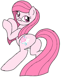 Size: 552x689 | Tagged: safe, artist:mondlichtkatze, artist:muhammad yunus, oc, oc only, oc:annisa trihapsari, earth pony, pony, adorasexy, annibutt, butt, cute, earth pony oc, female, hair, hide and seek, long hair, long tail, looking at you, looking back, looking back at you, mare, not pinkamena, pink body, pink eyes, pink hair, pink tail, plot, sexy, simple background, smiling, smiling at you, solo, tail, transparent background