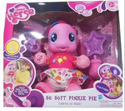 Size: 653x580 | Tagged: safe, pinkie pie, earth pony, human, pony, g4, baby, baby pony, bootleg, irl, irl child, irl human, lovely horse, merchandise, photo, so soft, toy