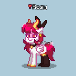 Size: 1500x1500 | Tagged: safe, artist:aritsuni, oc, oc only, oc:rosy amber, pegasus, pony, pony town, gray background, pegasus oc, pixel art, simple background, solo