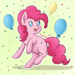 Size: 500x500 | Tagged: safe, artist:maravor, pinkie pie, earth pony, pony, g4, balloon, confetti, female, mare