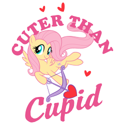 Size: 2048x2048 | Tagged: safe, fluttershy, pegasus, pony, g4, official, arrow, bow (weapon), bow and arrow, cupid, design, female, flying, heart, heart arrow, high res, holiday, mare, shirt design, simple background, solo, spread wings, stock vector, text, transparent background, valentine's day, weapon, wings, zazzle