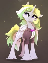 Size: 2109x2809 | Tagged: safe, artist:red_tsukini, oc, oc only, pony, unicorn, bowtie, clothes, high res, jacket, shirt, solo, sparkles, unshorn fetlocks