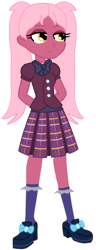 Size: 464x1214 | Tagged: safe, artist:rainbowstarcolour262, oc, oc only, oc:taffycoat, human, equestria girls, g4, bowtie, clothes, crystal prep, crystal prep academy uniform, crystal prep shadowbolts, female, hand behind back, pigtails, plaid skirt, school uniform, shirt, shoes, simple background, skirt, socks, solo, transparent background, twintails
