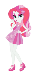 Size: 294x644 | Tagged: safe, artist:leahrow, artist:lordsfrederick778, artist:selenaede, diamond rose, human, equestria girls, g4, base used, clothes, clothes swap, cutie mark on clothes, diamond, dress, equestria girls style, equestria girls-ified, hand on hip, high heels, pink dress, recolor, shoes, simple background, solo, white background