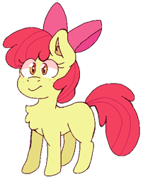 Size: 408x506 | Tagged: safe, artist:lovepoem, apple bloom, earth pony, pony, g4, apple bloom's bow, bow, chest fluff, female, filly, foal, freckles, hair bow, simple background, solo, transparent background