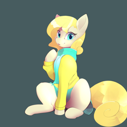 Size: 3000x3000 | Tagged: safe, artist:b-epon, oc, oc:jenny, earth pony, pony, blonde hair, blonde mane, blonde tail, clothes, commission, earth pony oc, female, high res, mare, scarf, skirt, solo, sweater, tail