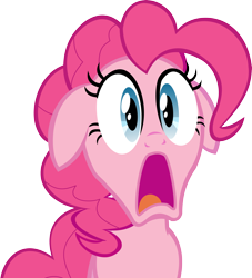 Size: 5050x5570 | Tagged: safe, artist:decompressor, pinkie pie, earth pony, pony, baby cakes, g4, absurd resolution, floppy ears, gasp, gawk, reaction image, simple background, solo, transparent background, vector, wat