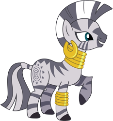 Size: 3321x3558 | Tagged: safe, artist:porygon2z, zecora, zebra, bridle gossip, g4, season 1, ear piercing, female, high res, jewelry, leg rings, neck rings, piercing, simple background, smiling, solo, transparent background, vector