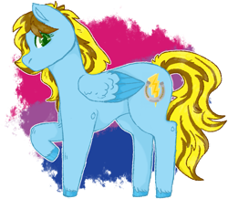 Size: 957x835 | Tagged: safe, artist:themonkswhitecat, oc, oc only, oc:lucky bolt, pegasus, pony, bisexual pride flag, bisexuality, female, lgbt, mare, pride, pride flag, simple background, solo, transparent background