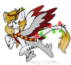 Size: 1500x1378 | Tagged: safe, artist:jess_eel, oc, oc:silver hush, deer, pony, reindeer, clothes, costume, deer oc, eyes closed, female, flying, happy, mare, non-pony oc, outfit, simple background, smiling, solo, spread wings, transparent background, wings