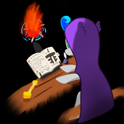 Size: 2048x2048 | Tagged: safe, artist:knife smile, oc, oc only, oc:knife smile, pony, black background, book, cloak, clothes, fire, high res, ink, simple background, solo, thaumcraft, thaumic equestria