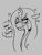 Size: 192x256 | Tagged: safe, artist:dsstoner, queen chrysalis, changeling, changeling queen, g4, aggie.io, blushing, fangs, female, heart, implied shipping, lowres, mare, monochrome, simple background, smiling, thought bubble