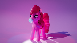 Size: 1920x1080 | Tagged: safe, artist:featray, pinkie pie, earth pony, pony, g4, 3d, blender, bubblegum, chest fluff, cycles render, female, food, gum, mare, solo