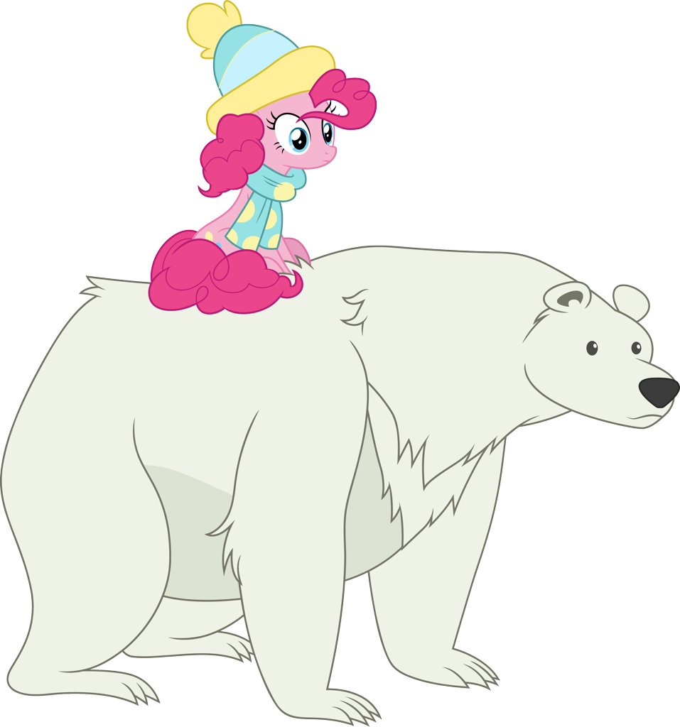 #3019551 - safe, artist:cloudyglow, pinkie pie, bear, earth pony, polar ...