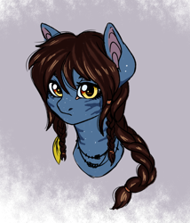 Size: 1628x1900 | Tagged: safe, artist:vetta, earth pony, na'vi, pony, bust, james cameron's avatar, kiri, ponified, simple background, solo, transparent background